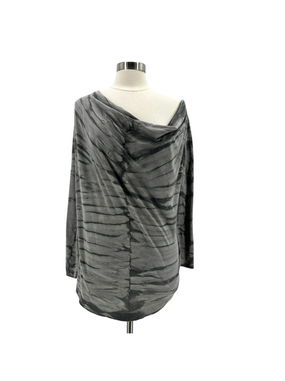 XCVI Womens Medium Top Tie Dye Cowl Neck Gray One Shoulder Relaxed Fit
